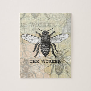 Puzzle Illustration d'abeille ouvrière vintage