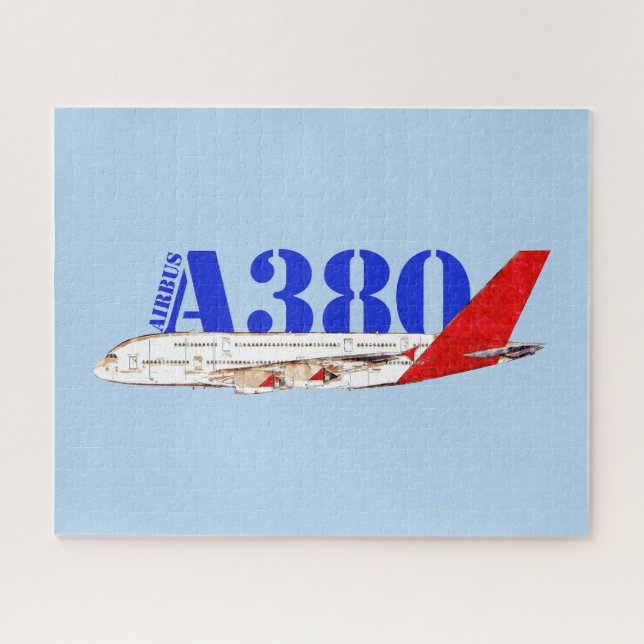 Puzzle Illustration d'Airbus A380 avec design de queue ro (Horizontal)