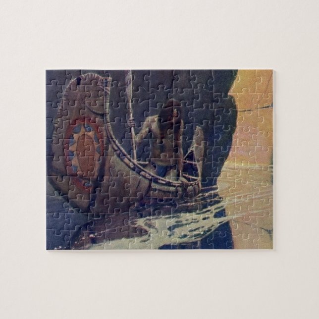 Puzzle Illustration d'art de N. C. Wyeth de pagaie de can (Horizontal)