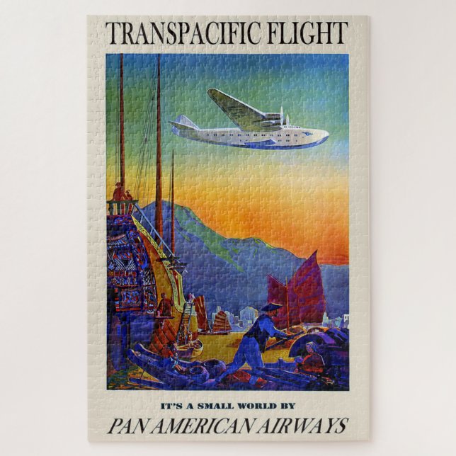 Puzzle Illustration d'art de voyage transpacifique vintag (Vertical)