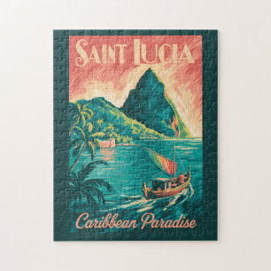 Puzzle Illustration de bateau à Sainte-Lucie Art de voyag