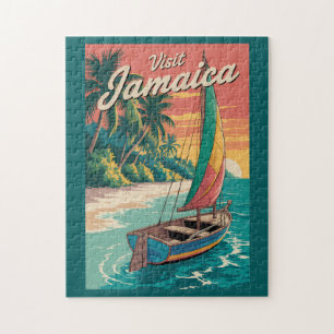 Puzzle Illustration de bateau Jamaïcain Art de voyage Vin