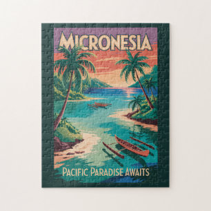 Puzzle Illustration de bateaux de Micronésie Art de voyag