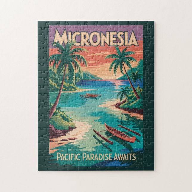 Puzzle Illustration de bateaux de Micronésie Art de voyag (Vertical)