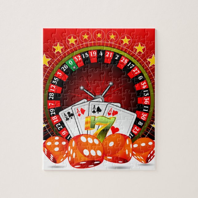 Puzzle Illustration de casino avec roulette et dés (Vertical)