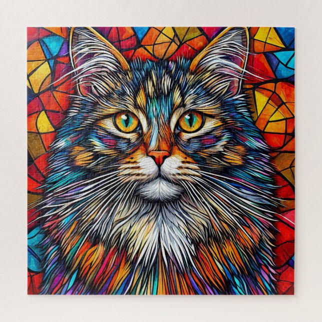 Puzzle Illustration de chat abstrait vibrant (Vertical)