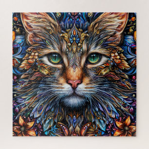 Puzzle Illustration de chat abstrait vibrant