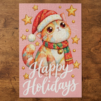 Puzzle Illustration de chat de Noël mignon avec charme fe