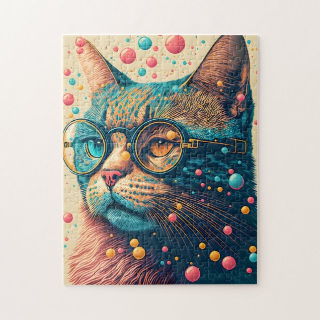 Puzzle Illustration de chat Kitty coloré (Vertical)