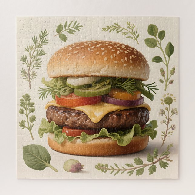 Puzzle Illustration de cheeseburger gastronomique (Vertical)