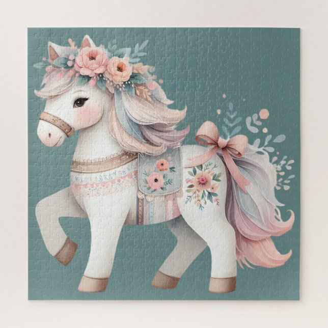 Puzzle Illustration de cheval de fantaisie au pastel flor (Vertical)