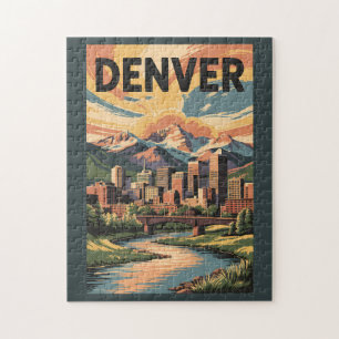 Puzzle Illustration de Denver Colorado Coucher de soleil