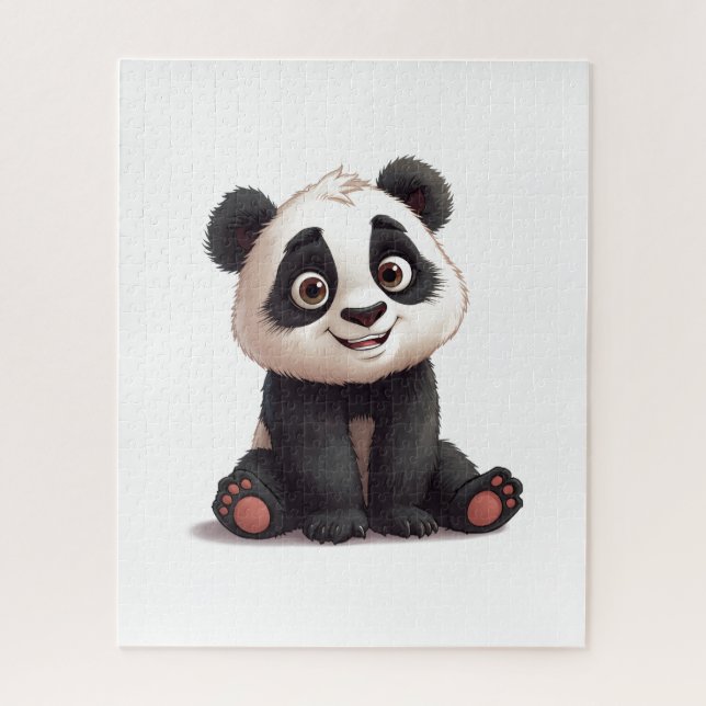 Puzzle Illustration de dessin animé d'ours panda assis (Vertical)