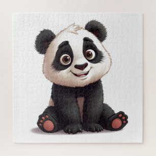 Puzzle Illustration de dessin animé d'ours panda assis