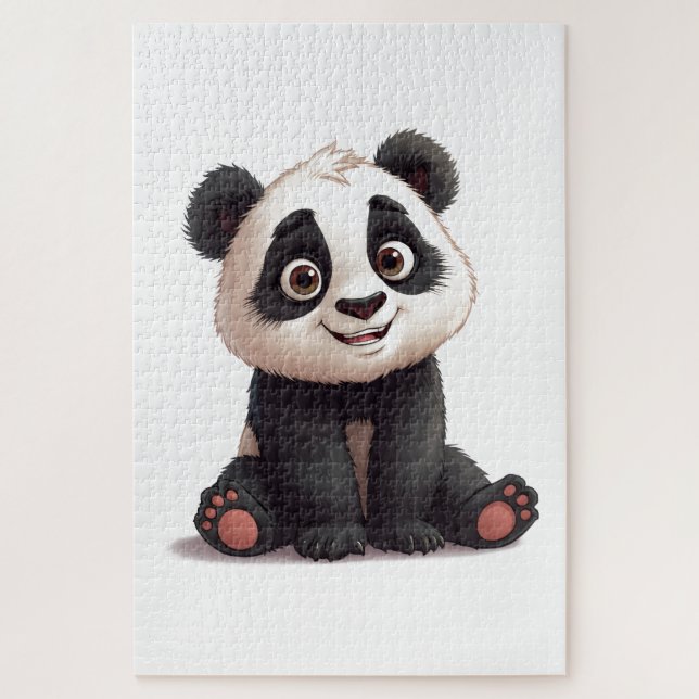 Puzzle Illustration de dessin animé d'ours panda assis (Vertical)