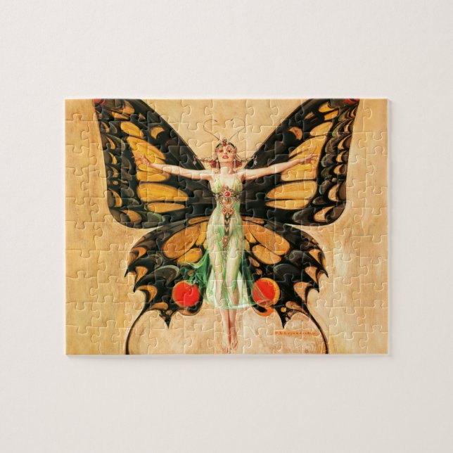 Puzzle Illustration de femme volant papillon Flapper (Horizontal)
