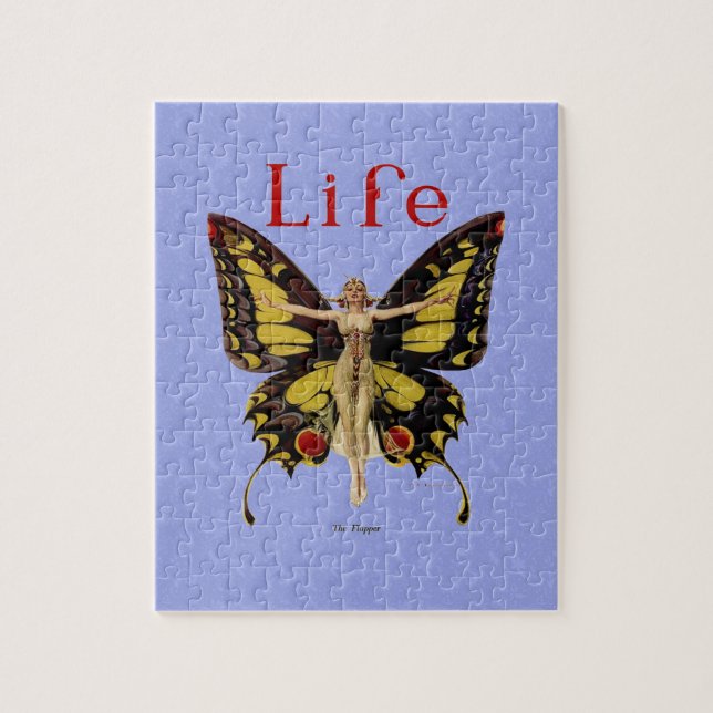 Puzzle Illustration de femme volant papillon Flapper (Vertical)