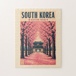 Puzzle Illustration de fleurs de cerisier en Corée du Sud