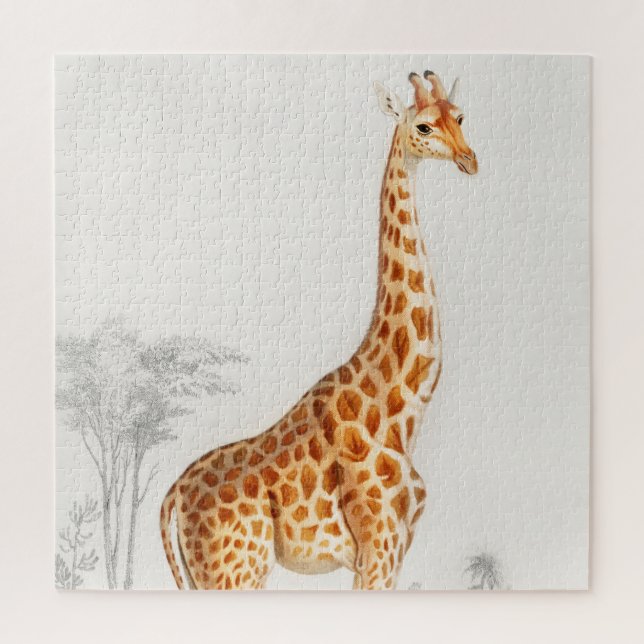 Puzzle Illustration de girafe Art imprimé vintage (Vertical)