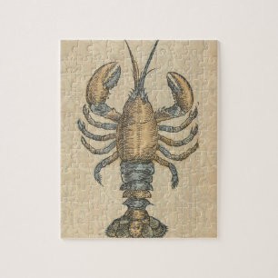 Puzzle Illustration de homard vintage : damas côtier 