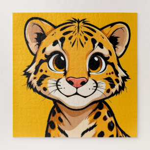 Puzzle Illustration de jeune guépard de dessin animé mign