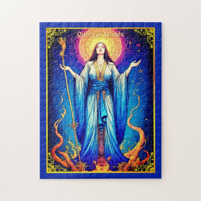 Puzzle Illustration de la carte Tarot, reine des baguette (Vertical)