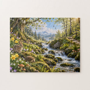 Puzzle Illustration de la faune du ruisseau de la forêt p