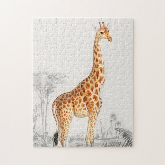 Puzzle Illustration de la girafe Art Vintage Imprimer (Vertical)