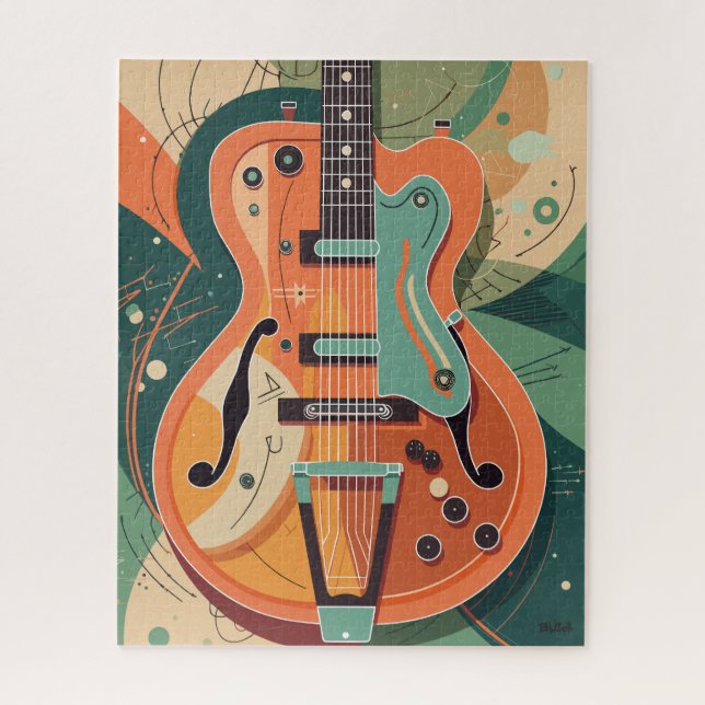 Puzzle Illustration de la guitare électrique rétro (Vertical)