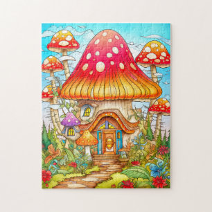 Puzzle Illustration de la maison de champignons magiques