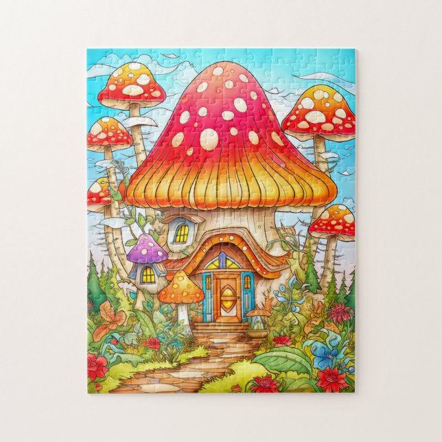 Puzzle Illustration de la maison de champignons magiques (Vertical)