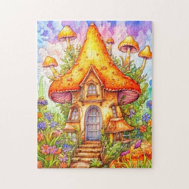 Puzzle Illustration de la maison de champignons majestueu (Vertical)