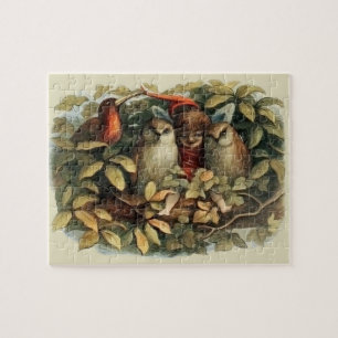 Puzzle Illustration de la nature des hiboux et des fées e