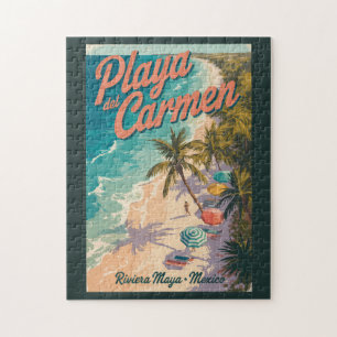Puzzle Illustration de la plage de Playa del Carmen Art d