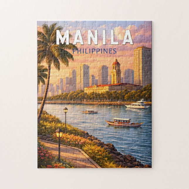 Puzzle Illustration de la skyline de Manille Philippines  (Vertical)