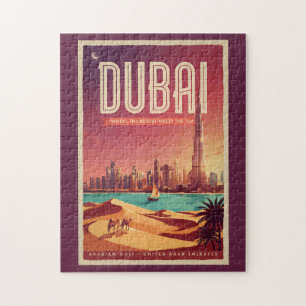 Puzzle Illustration de la skyline nocturne de Dubaï Émira