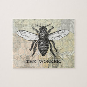 Puzzle Illustration de l'abeille du travailleur vintage