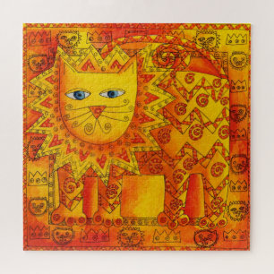 Puzzle Illustration de l'aquarelle du lion à motifs