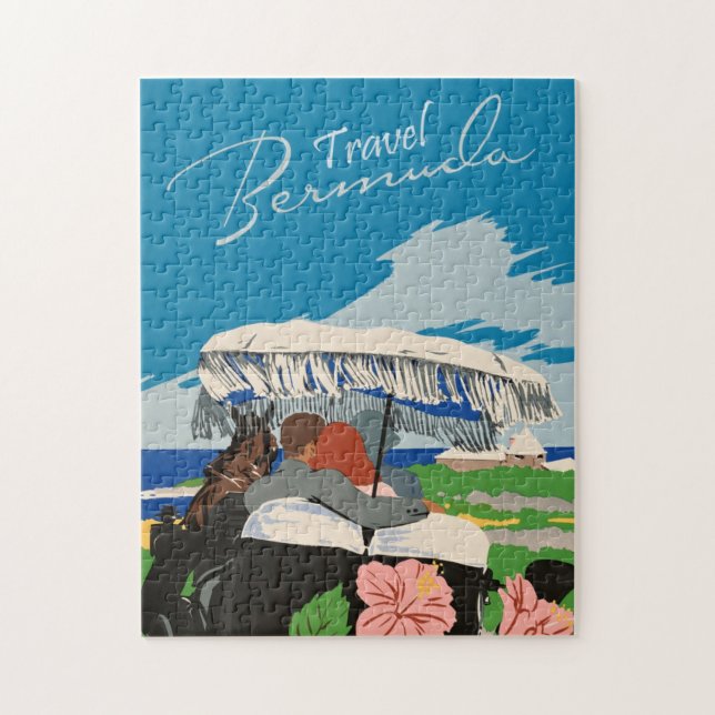 Puzzle Illustration de l'art de voyage des Bermudes vinta (Vertical)