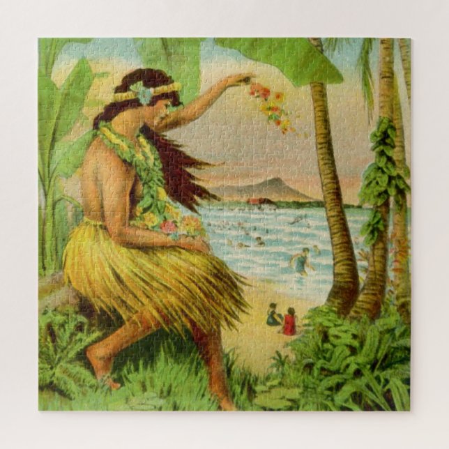 Puzzle Illustration de l'art voyageur hawaïen vintage (Vertical)