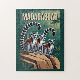 Puzzle Illustration de lémuriens de Madagascar Art de voy