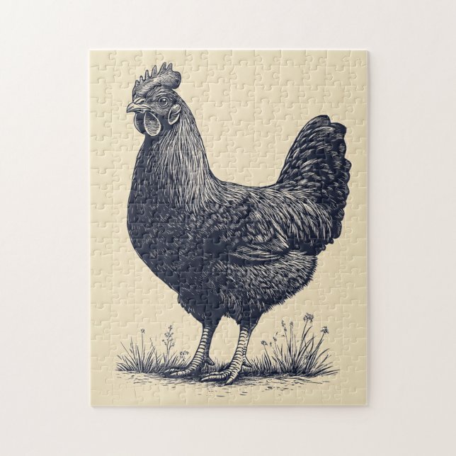 Puzzle Illustration de l'encre de poulet sur Tan (Vertical)