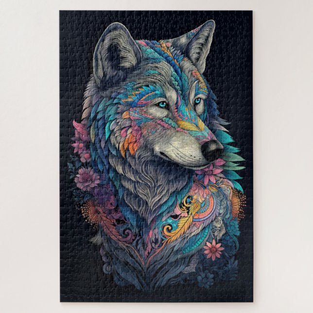 Puzzle Illustration de loup chasseur (Vertical)