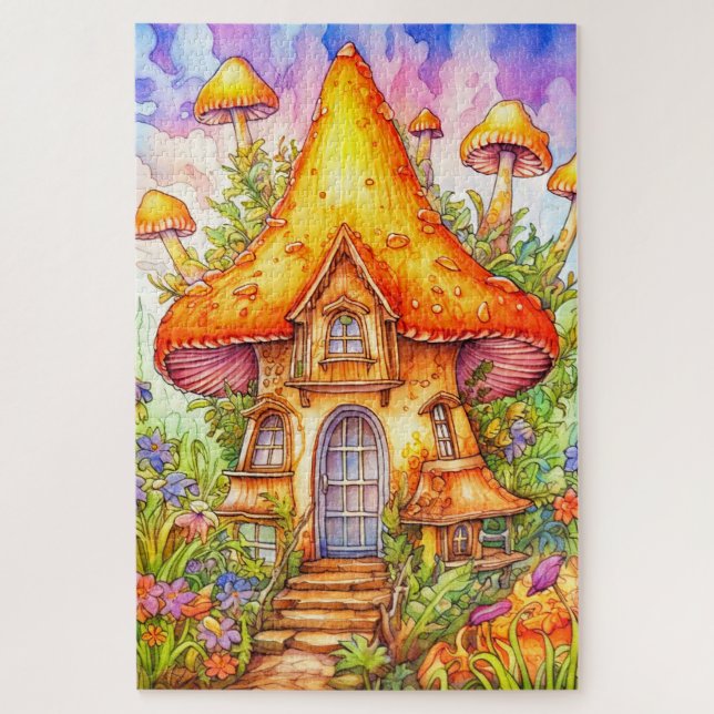 Puzzle Illustration de maison champignon majestueuse (Vertical)