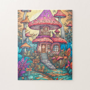 Puzzle Illustration de maison de champignon psychédélique