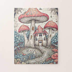 Puzzle Illustration de maison vintage psychédélique à cha