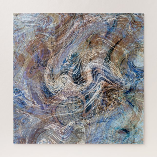 Puzzle Illustration de marbrage gris bleu (Vertical)