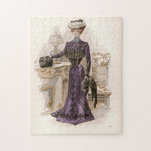 Puzzle Illustration de mode vintage Edwardian Lady Fox