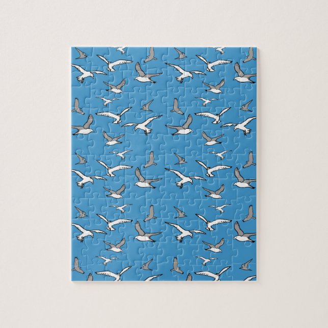 Puzzle Illustration de mouettes volant haut dans le ciel (Vertical)