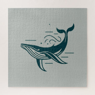 Puzzle Illustration de natation de baleine bleue